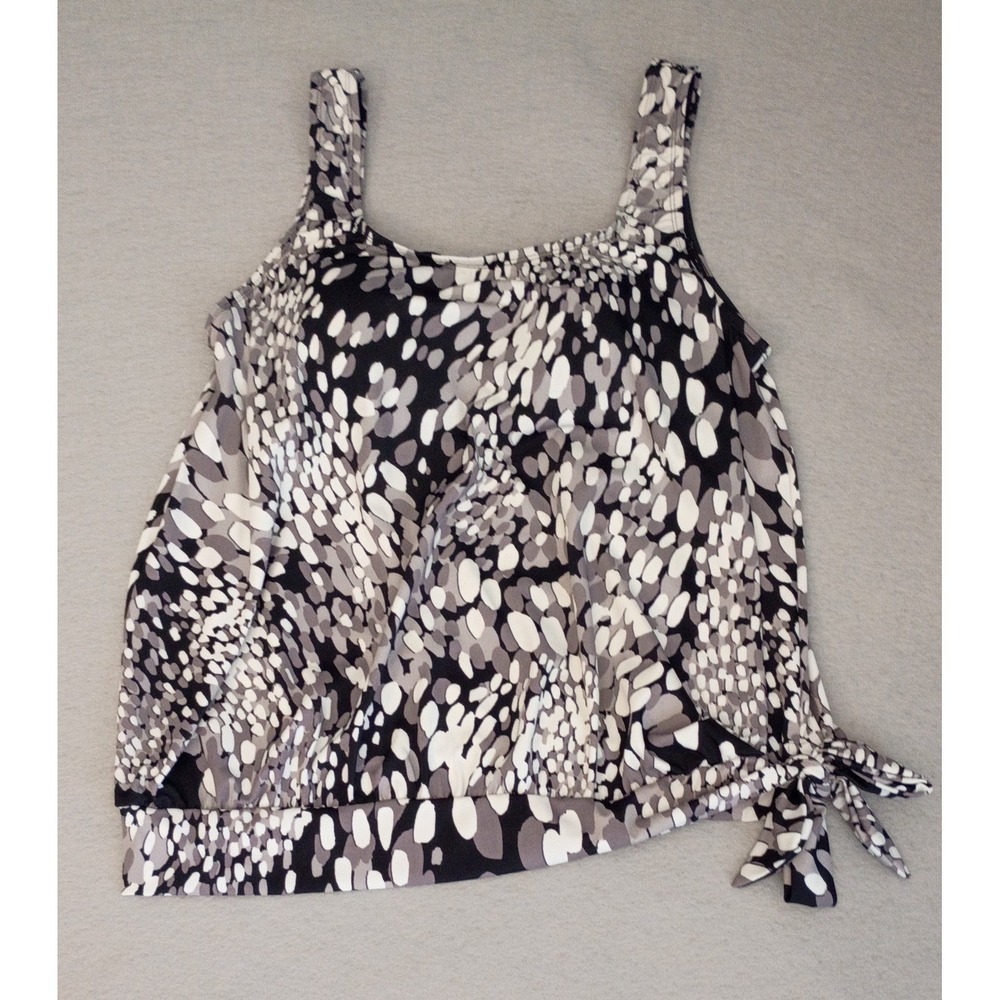 Swimsuits for All Women's Swim Tankini Top Size 16 Side Tie, Black‎ White Gray